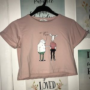 Pale Pink "Hey That's my Shirt" Goat Crop Top